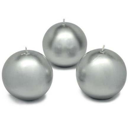 ZEST CANDLE Zest Candle CBZ-038 3 in. Metallic Silver Ball Candles -6pc-Box CBZ-038